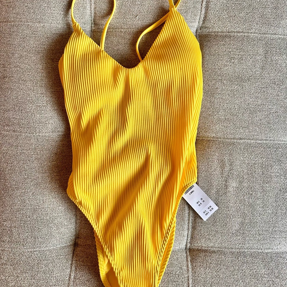 Hollister Yellow Ribbed One Piece